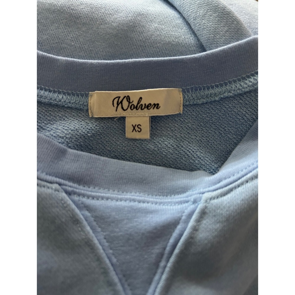 Wolven‎ Anthropologie Blue Cotton French Terry Short Sleeve Sweatshirt Dress Xs - Picture 8 of 8